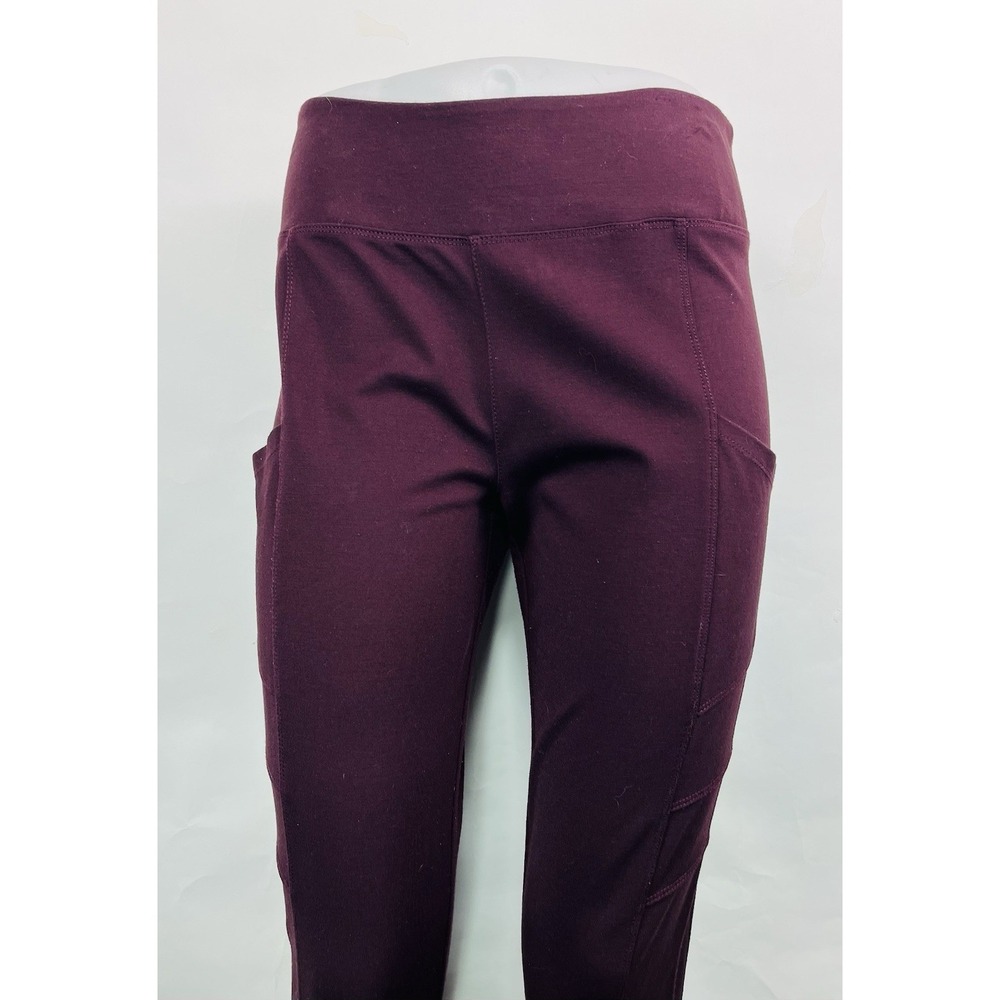Woman's Mudd‎ FLX Ponte Burgundy Leggings Size L Elastic Waist Pockets EUC